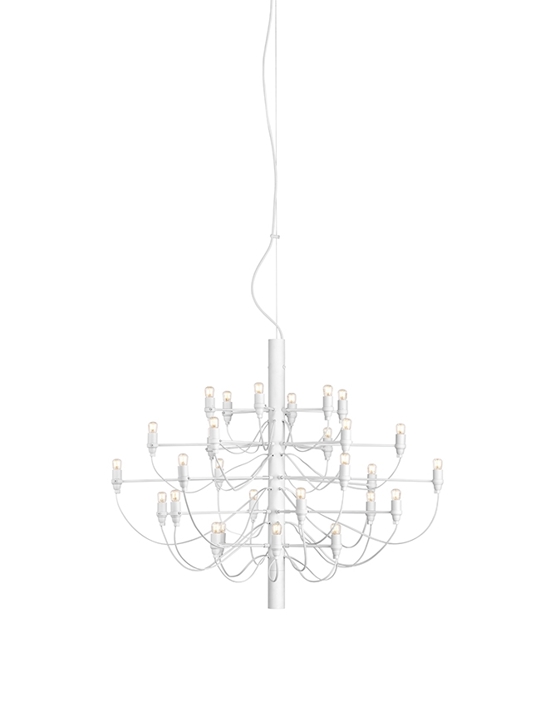 2097/30 żyrandol LED z przezroczystymi żarówkami, matowy biały