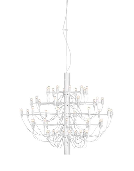 2097/50 żyrandol LED z przezroczystymi żarówkami, matowy biały