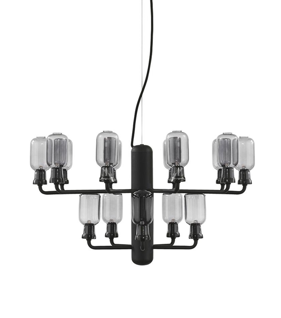 Amp Żyrandol - Mały, Smoke/Czarny marmur