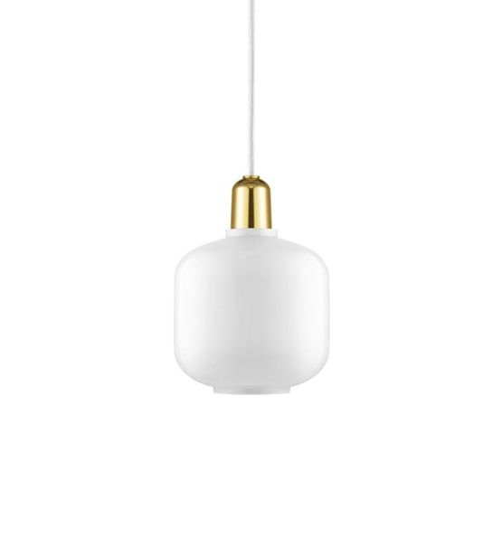 Amp pendel, Mosiądz - Mały, Biały/Mosiądz