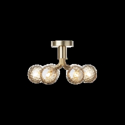 Apiales 6 lampa sufitowa, szczotkowany mosiądz/optic gold szkło