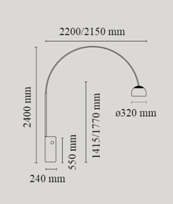 Flos Arco Lampa Podłogowa rysunek wymiarowy