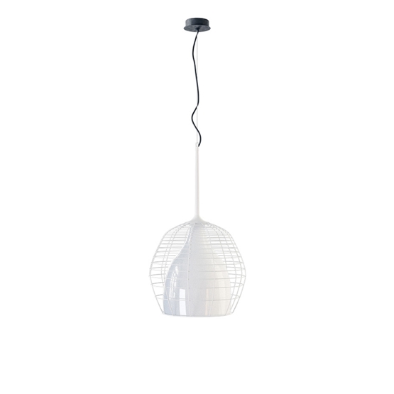 Cage Pendel Large, Biały/Biały