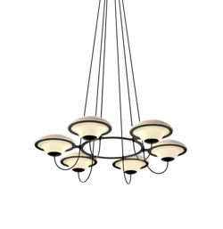 In The Air 6 żyrandol, opal/czarny