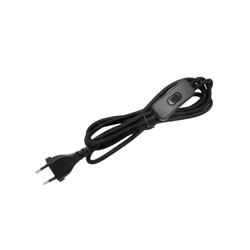 2 metry czarny przewód tekstylny z wyłącznikiem