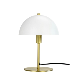 Lampa stołowa Malmø, matowa biel/mosiądz