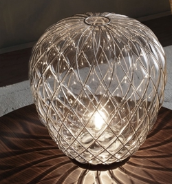 Pinecone Lampa Stołowa, Duża - Ø50, przezroczysta/chrom