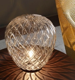 Pinecone Lampa stołowa, duża Ø50, przezroczysta/złota