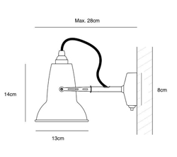 Original 1227 mini kinkiet, ceramic / porcelanowy Wymiary