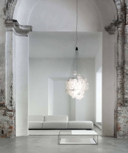 Stochastic lampa wisząca / żyrandol 72 kule i pręty, opal/stal