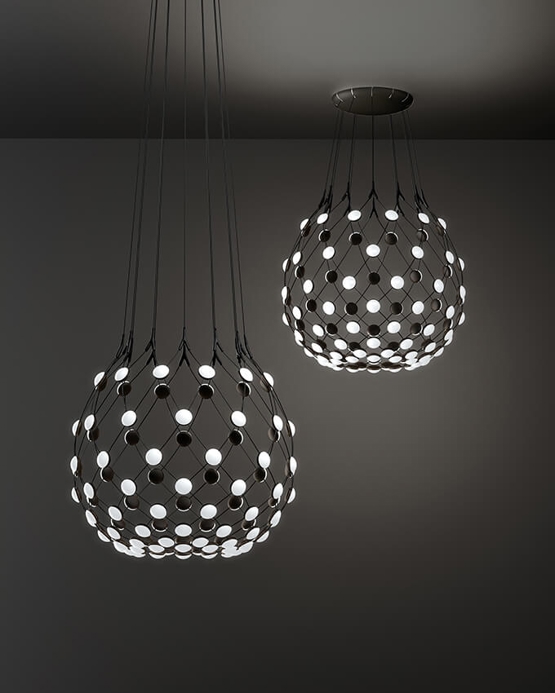 Mesh pendel Ø100 / 1 m kabel, czarny