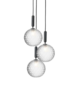 Miira 3 lampa wisząca, szary/przezroczysty