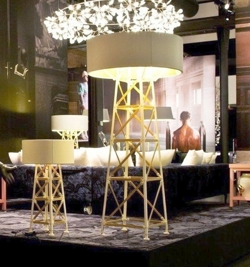 Lampa podłogowa Construction Large, biała/drewno