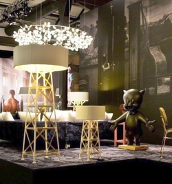 Lampa podłogowa Construction Medium, biała/drewno