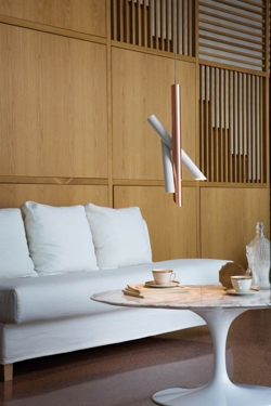 Tubes 3 lampa wisząca, biały/miedź