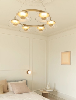 Blossi 6 żyrandol, nordic złoty/przezroczysty