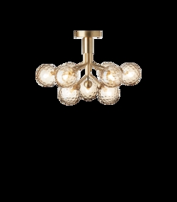 Apiales 9 lampa sufitowa, szczotkowany mosiądz/optic gold szkło