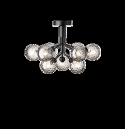 Apiales 9 lampa sufitowa, satynowa czerń/optic smoked szkło