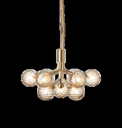 Apiales 9 żyrandol, szczotkowany mosiądz/optic gold szkło