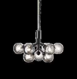 Apiales 9 żyrandol, satynowy czarny/optic smoked szkło