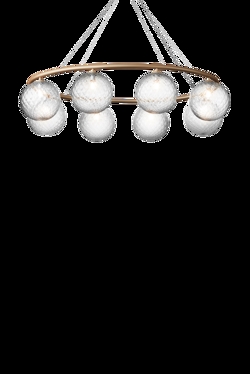 Miira 8 Oval żyrandol, mosiądz/przezroczysty