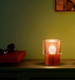 Occhio Era Lusso R lampa bateryjna, rosso, air, rose gold mesh
