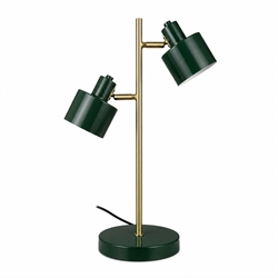 Lampa stołowa Ocean z 2 kloszami, ciemnozielona/mosiądz
