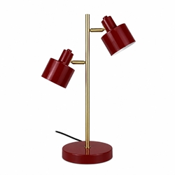 Ocean lampa stołowa z 2 kloszami, ciemnoczerwona/mosiądz