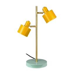 Lampa stołowa Ocean z 2 kloszami, curry/mosiądz/turkus