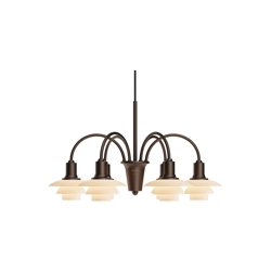 Żyrandol PH 1/1 Centenary Edition z 6 ramionami, aged brass/dusty terracotta