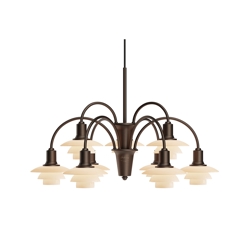 PH 1/1 żyrandol Centenary Edition z 9 ramionami, aged brass/dusty terracotta