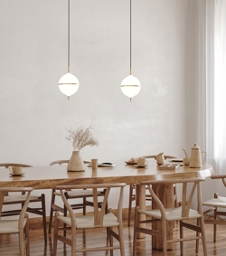 Eternal Moonlight pendel medium z czarnym przewodem, opal/mosiądz