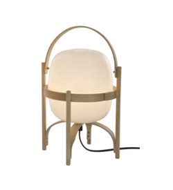 Cestita lampa stołowa z kloszem szklanym