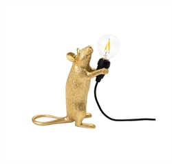 Seletti Mouse lampa stołowa - Step Gold standing z kablem USB