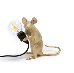 Lampka stołowa Seletti Mouse - Mac Gold sitting z kablem USB