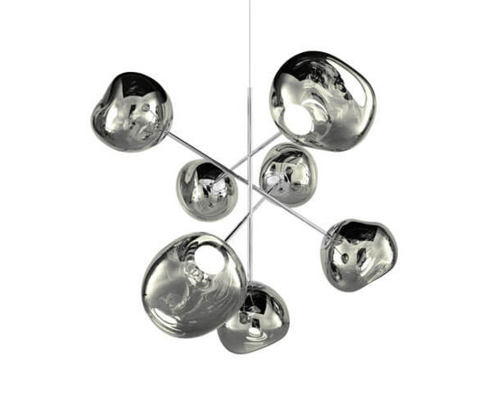 Melt duży żyrandol, srebrny