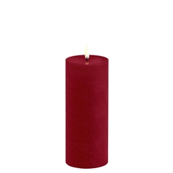 LED blokowa świeca, Carmine red, Rustic, 7,8x20cm