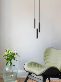 Chimes Cluster 3 lampa wisząca, czarny dąb