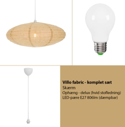 Villo lampa wisząca z papieru ryżowego 60, fabric - ZESTAW (w tym zawieszenie i żarówka)