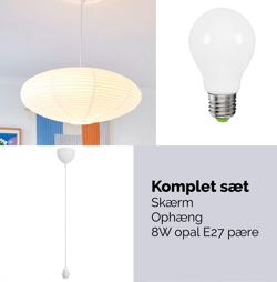 Villo lampa wisząca z papieru ryżowego 60, biały - ZESTAW (w tym zawieszenie i żarówka)