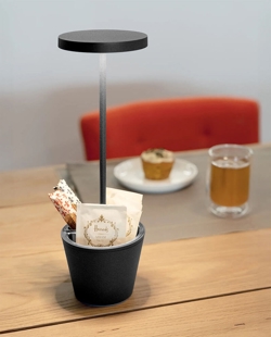 Poldina Reverso lampa bateryjna / lampka stołowa, ciemnoszara