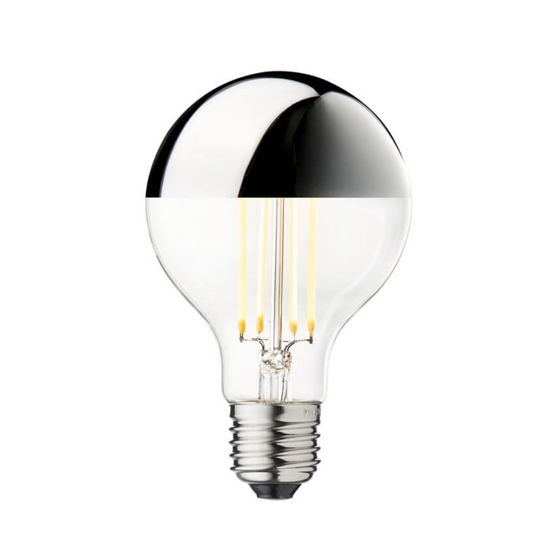 Globe LED Ø80 Crown z odbiciem na górze, srebrny