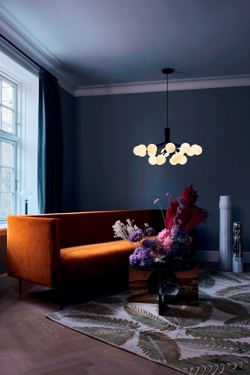 Apiales 18 żyrandol, satynowy czarny/opal