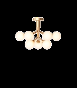 Apiales 9 lampa sufitowa, szczotkowany mosiądz/opal