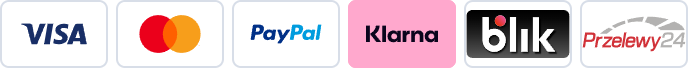 Visa, Mastercard, PayPal, Klarna, BLIK, Przelewy24